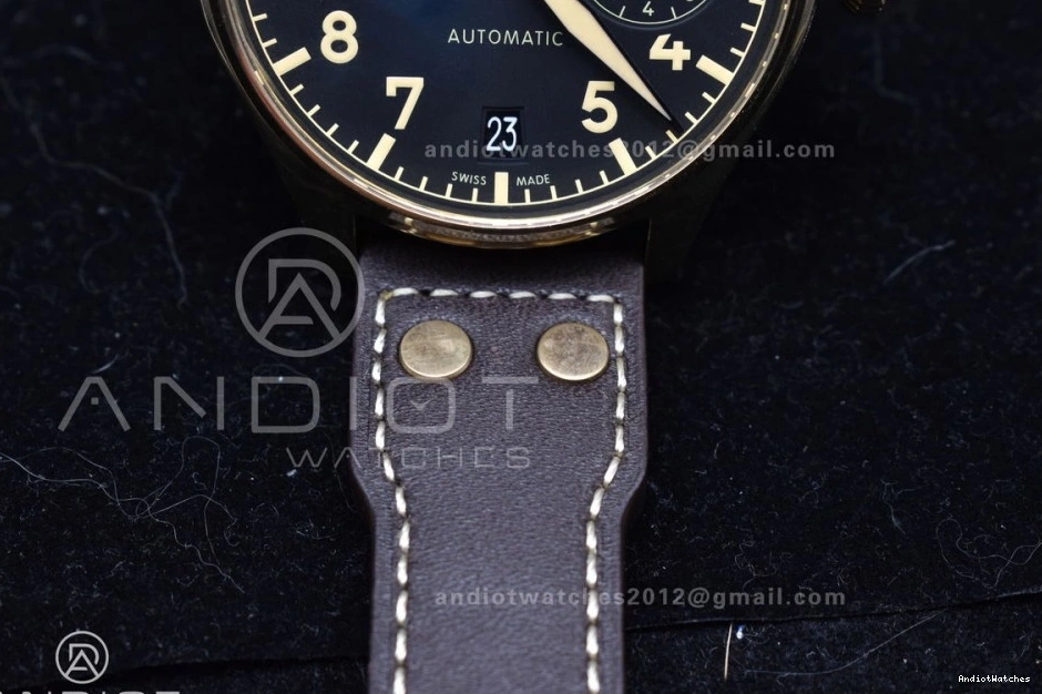 Strap 1:1 on A Real Edition Bronze Minimalist 519 Pilot Big IW501005 Leather ZF Brown Black Dial Best 0302